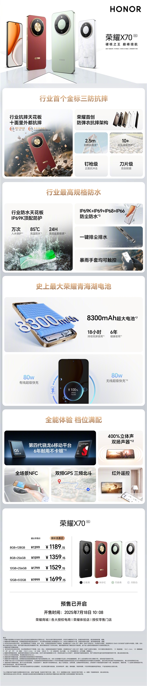 讀懂榮耀X70：8300mAh電池續航無敵 1399元起