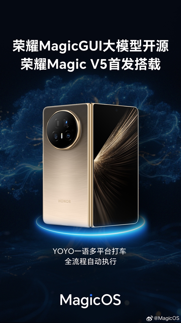 榮耀MagicGUI大模型發(fā)布并開源！Magic V5首發(fā)搭載：跨應(yīng)用/設(shè)備自動化